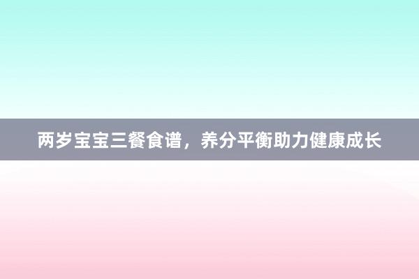 两岁宝宝三餐食谱，养分平衡助力健康成长